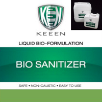 KEEEN สูตร Bio Sanitizer สูตรใช้เติมกับอุปกรณ์เสริมในสุขภัณฑ์ แทนน้ำยาเคมีที่เป็นน้ำหอม โดยสามารถย่อยสลายสิ่งสกปรก ลดปัญหากลิ่นเหม็น จากต้นเหตุของกลิ่นโดยตรง ไม่ใช่เพียงแค่น้ำหอมปรับอากาศ นอกจากนี้ยังเสริมประสิทธิภาพการบำบัดน้ำเสีย